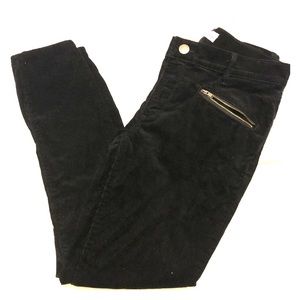 LOFT Black Corduroy Ankle Pants with Zip Pocket